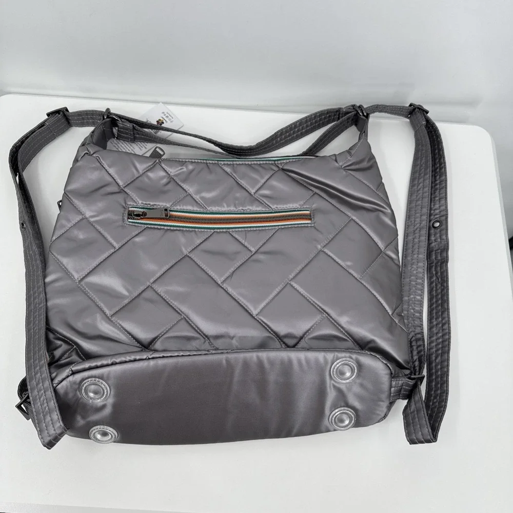 Lug Zipliner 2 Hobo Convertible Backpack Bag purse Tote Metal Pearl NEW